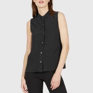 Everlane Clean Silk Relaxed Sleeveless Shirt (Black)